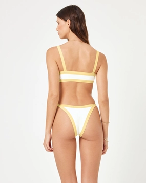 Mackenzie Bikini Bottom - Cream-Daisy ruched bikini bottoms, hipster swimwear bottoms