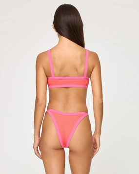 Mackenzie Bikini Bottom - Grapefruit-Bubblegum Pink ruched bikini bottoms, hipster swimwear bottoms