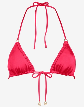 Macrame Love Triangle Bikini Top - Luscious Red full coverage swim tops, cute bikini tops