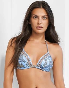 Majorelle Triangle Bikini Top - Oriental Horizon Blue full coverage swim tops, cute bikini tops