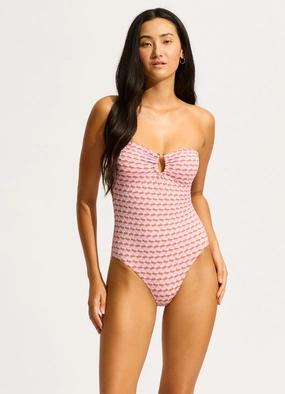 Mala Ring Front Bandeau One Piece - Blossom slimming one piece swimsuits, fashionable one piece suits