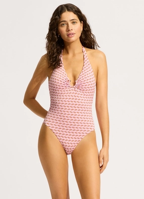Mala Ring Front Halter One Piece - Blossom affordable swimwear for women, chic swimsuits for women