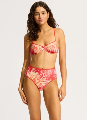 Marbella High Waisted Bikini Bottom - Flame affordable swimwear for women, chic swimsuits for women