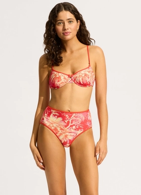 Marbella High Waisted Bikini Bottom - Flame push up bikinis women, sporty womens bikini sets