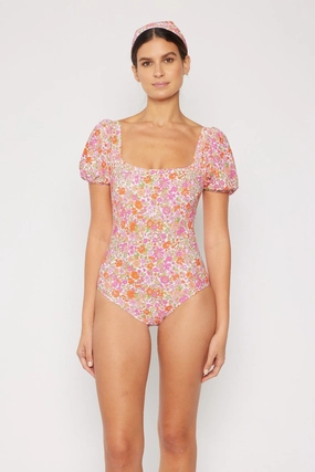 Marina West Swim Floral Puff Sleeve One-Piece one piece swimsuits for women, full coverage one piece swimwear