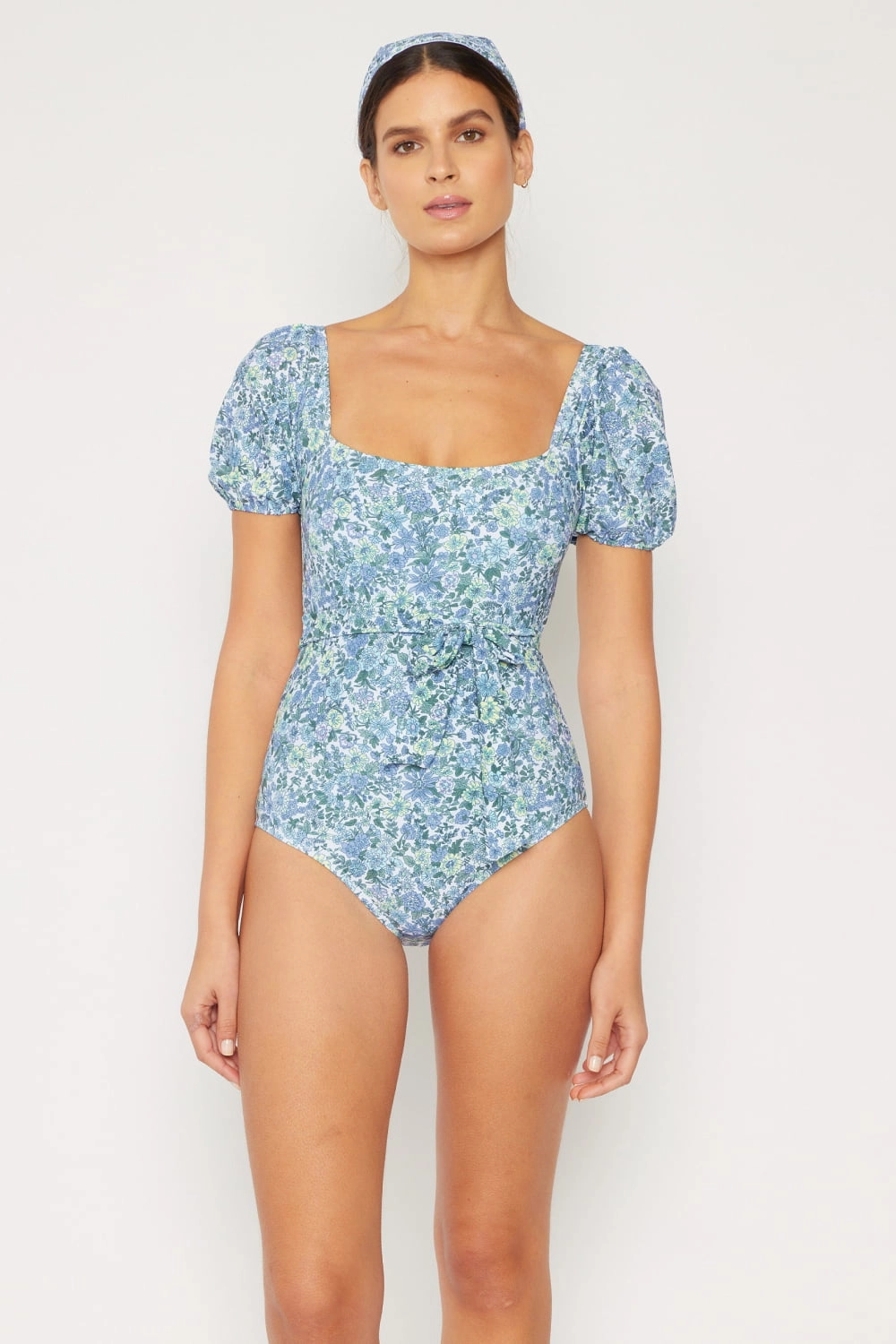 Marina West Swim Salty Air Puff Sleeve One-Piece in Blue