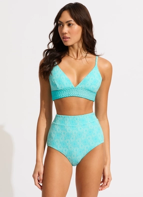 Marloe Banded Bralette Bikini Top - Atoll Blue modern womens swimwear, one piece swimsuits women