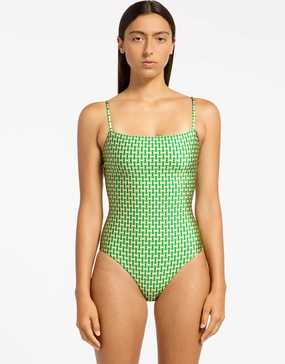 Mattala Geo Minimal Tank Swimsuit - Flora womens resort swimwear, flattering one-piece swimsuits
