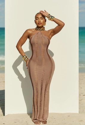 Matte Resort Alexandra Dress - Taupe affordable swimsuits for women, elegant women's swimwear