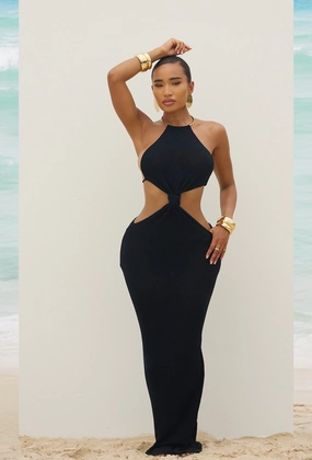 Matte Resort Amara Dress - Onyx affordable swimsuits for women, elegant women's swimwear
