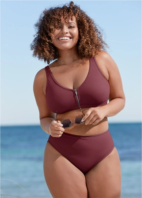 Maui Bikini Bottom - Dark Mahogany solid color swimsuits, basic swimwear for women