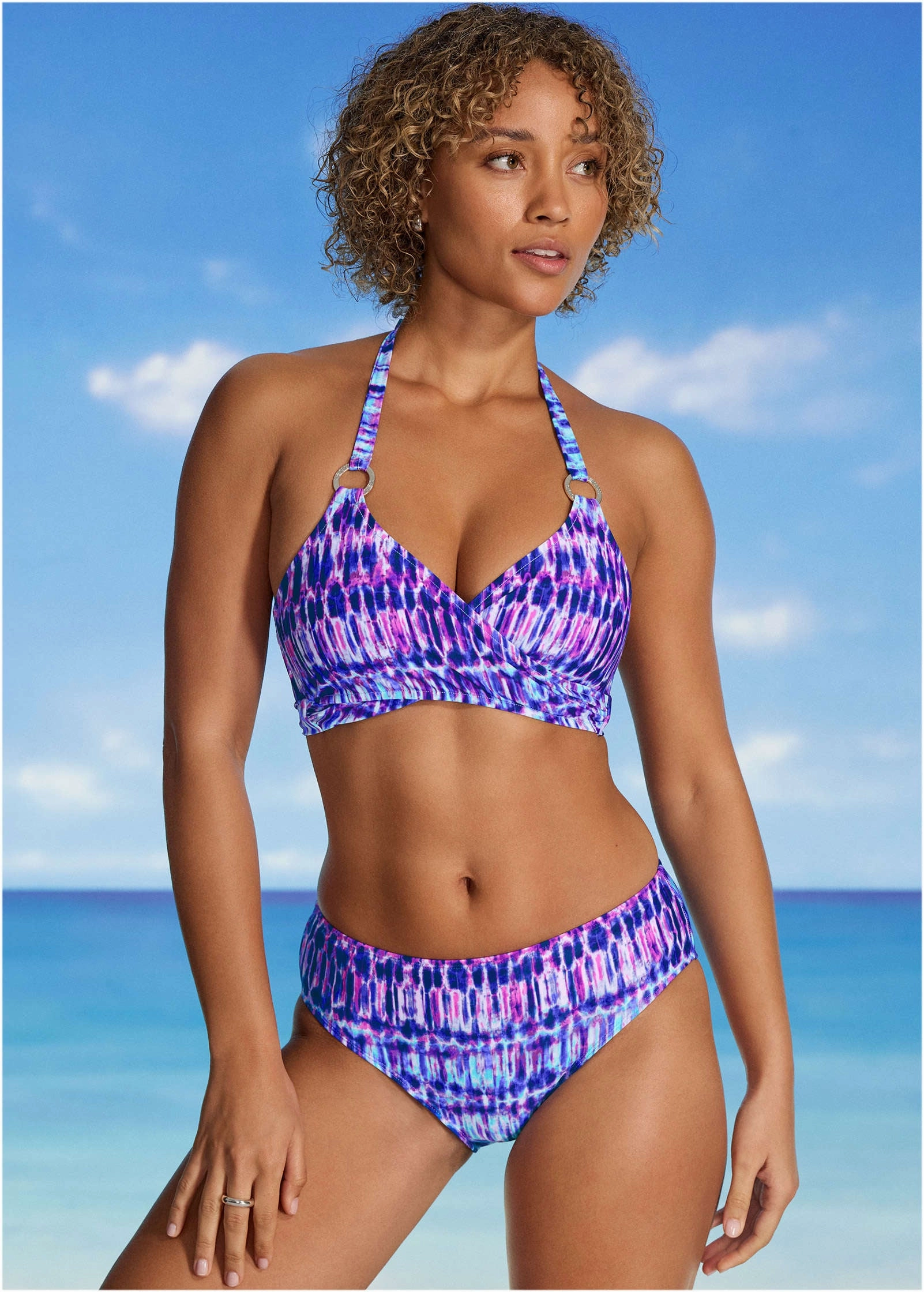 Maui Full Coverage Bottom - Blurred Leopard Stripe swimwear with tummy control, elegant swimsuits for women