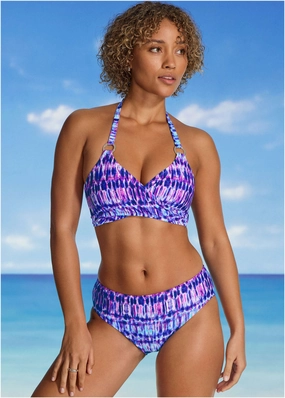 Maui Full Coverage Bottom - Blurred Leopard Stripe swimwear with tummy control, elegant swimsuits for women