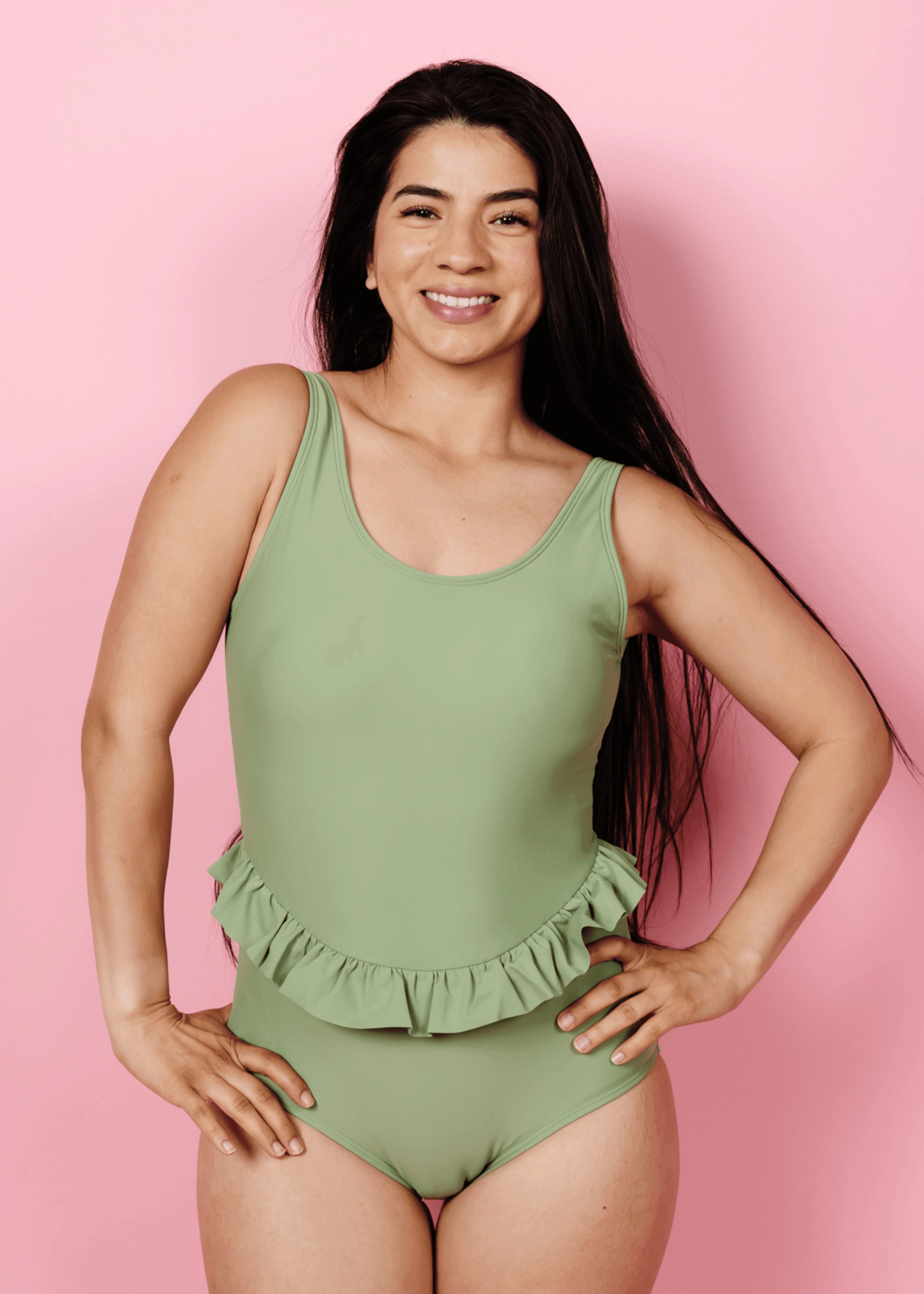 Meadow Green | Skirted One-Piece tankini swim tops, adjustable bikini tops