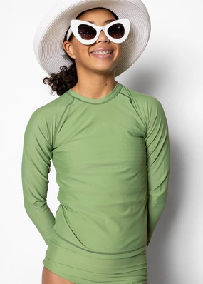 Meadow Green | Youth Rashguard Top (Unisex) boys summer swimwear, boys rash guard swim sets