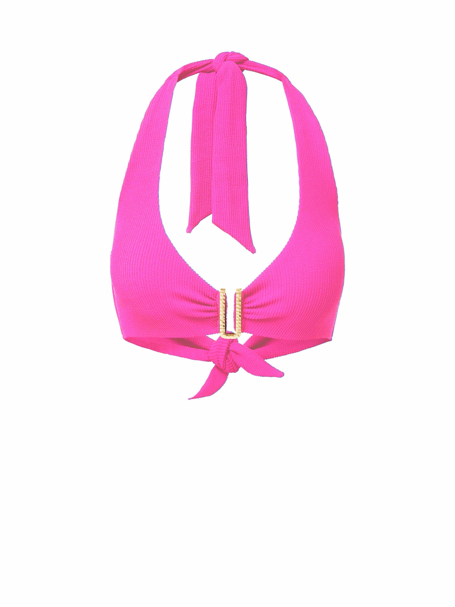 Melissa Top Shocking Pink Texture high waist swimwear women, swimsuit for women beachwear