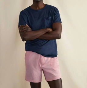 Men Elastic Calder 6" Swim Trunks In Spiced Coral mens beach swimwear, quick dry mens swimsuits
