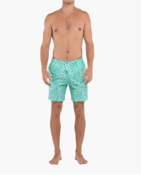 Men's Board Shorts In Green Marlin mens beach swimwear, quick dry mens swimsuits