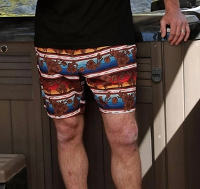 Men's Camp Collection Swim Trunks In Multi mens full coverage swimwear, stylish mens swim trunks