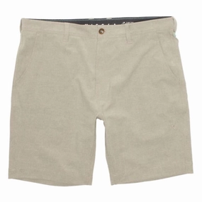 Men's Canyons Hybrid 19" Walkshort In Light Khaki mens full coverage swimwear, stylish mens swim trunks