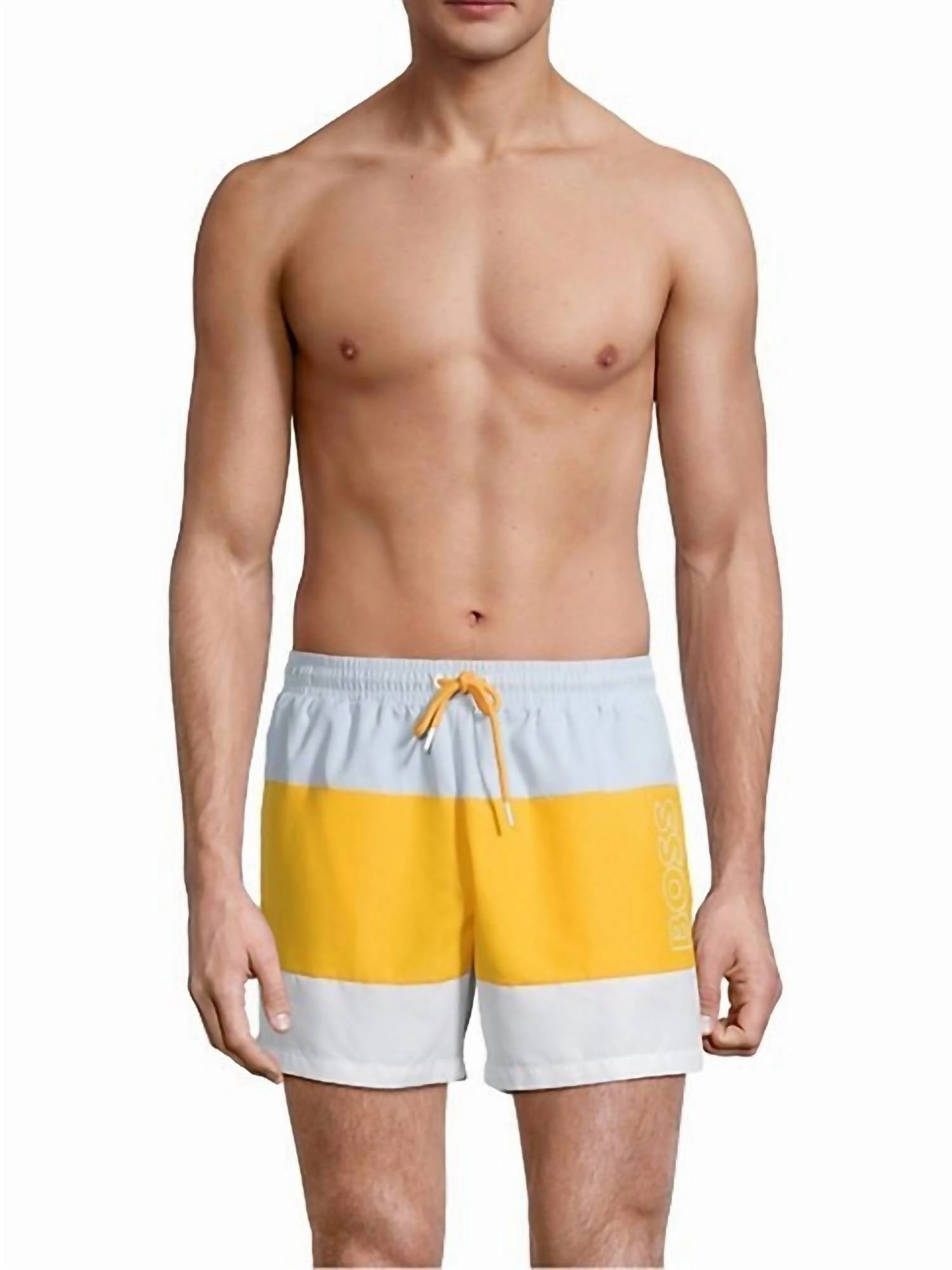 Men's Coco Swim Shorts In Open Yellow mens beach swimwear, quick dry mens swimsuits