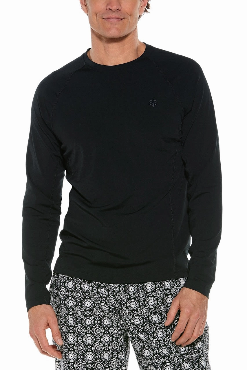 Men's Hightide Long Sleeve Swim Shirt | Black men's full coverage swimwear, casual swimwear for men