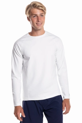 Men's Hightide Long Sleeve Swim Shirt | White men's full coverage swimwear, casual swimwear for men