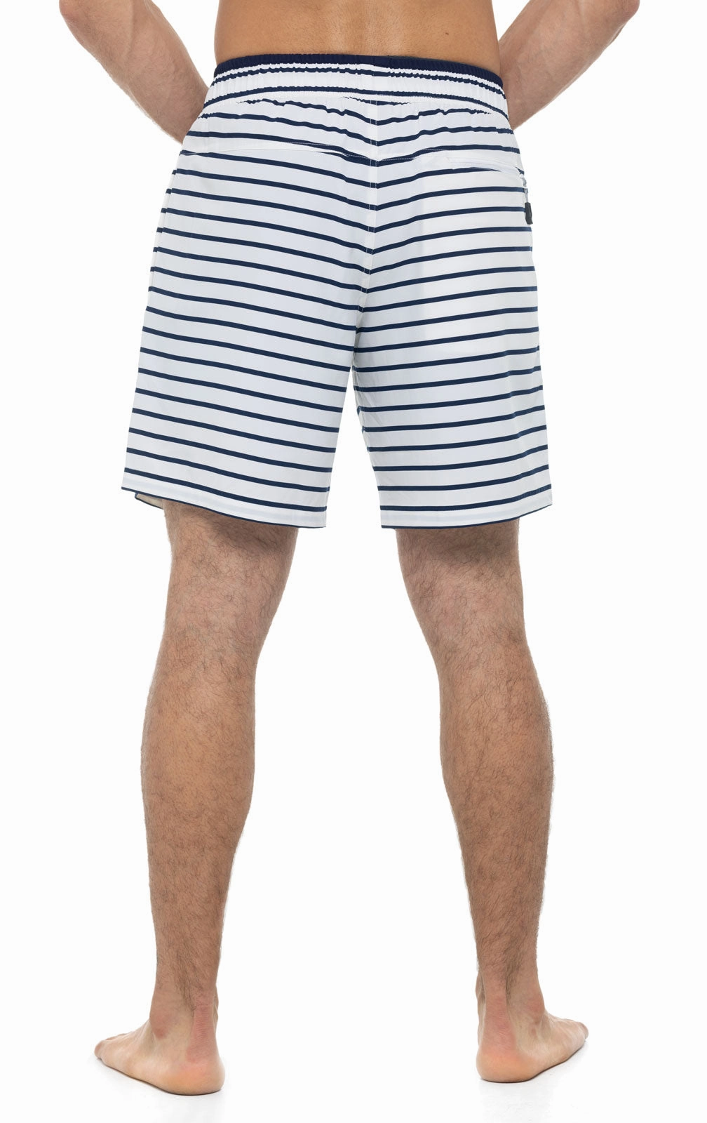 Men's Kahuna Swimming Shorts | White/Navy Stripe