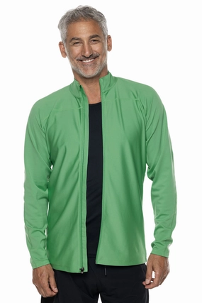 Men's Menorca Long Sleeve Water Jacket | Palm Green men's full coverage swimwear, casual swimwear for men