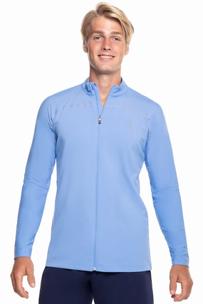 Men's Menorca Long Sleeve Water Jacket | Surf Blue men's full coverage swimwear, casual swimwear for men