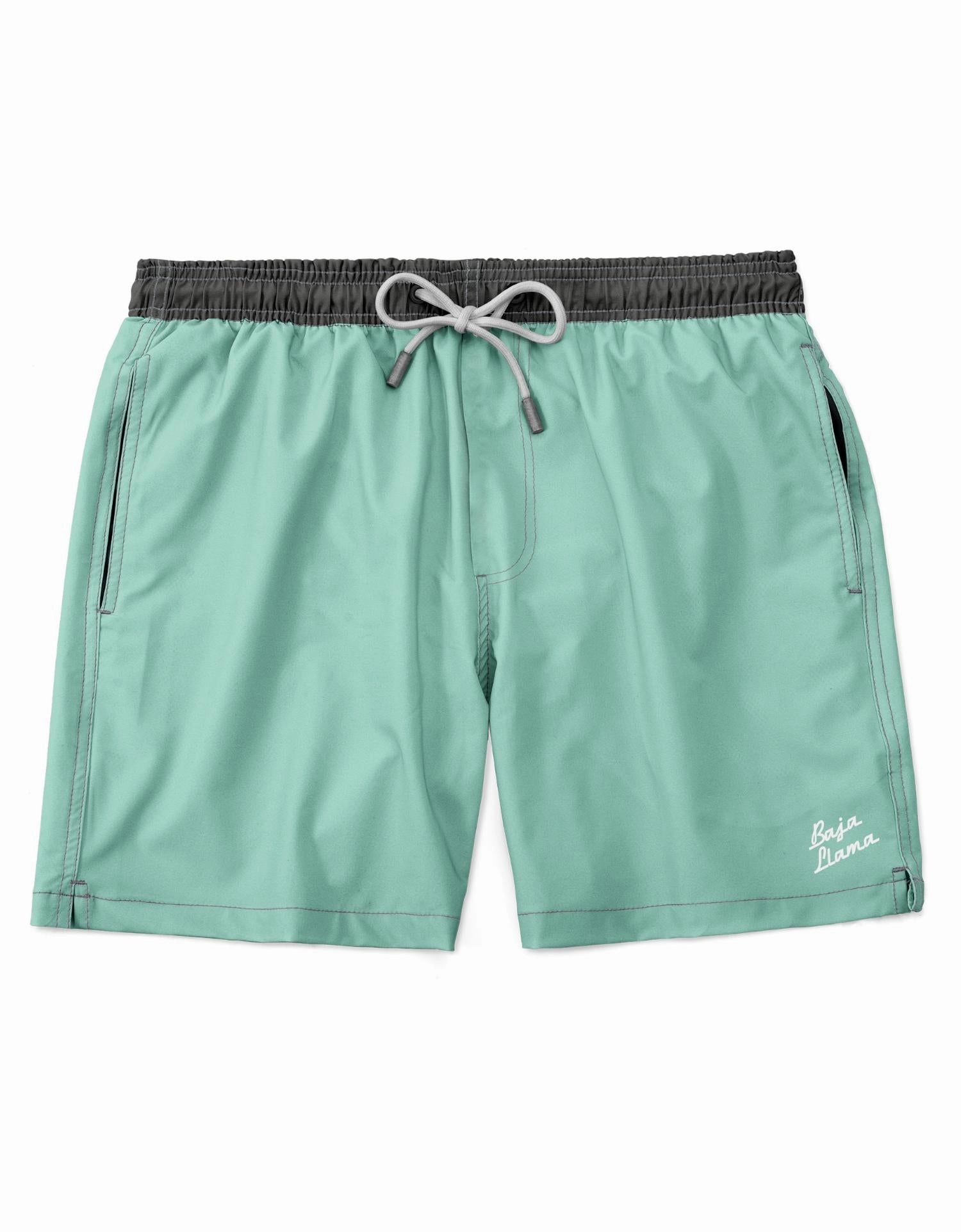 Men's Neptune Stretch Swim Shorts In Solid Green Machine mens beach swimwear, quick dry mens swimsuits