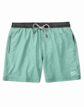 Men's Neptune Stretch Swim Shorts In Solid Green Machine mens beach swimwear, quick dry mens swimsuits