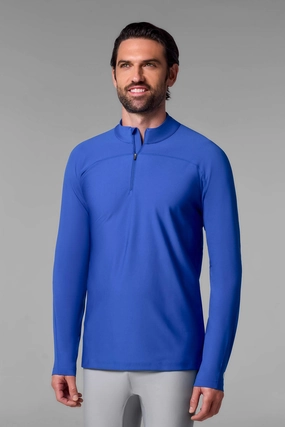 Men's Nocona Zip Rash Guard | Baja Blue men's full coverage swimwear, casual swimwear for men