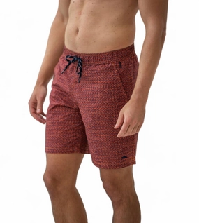Men's Sundowner Swim Trunk In Red mens full coverage swimwear, stylish mens swim trunks