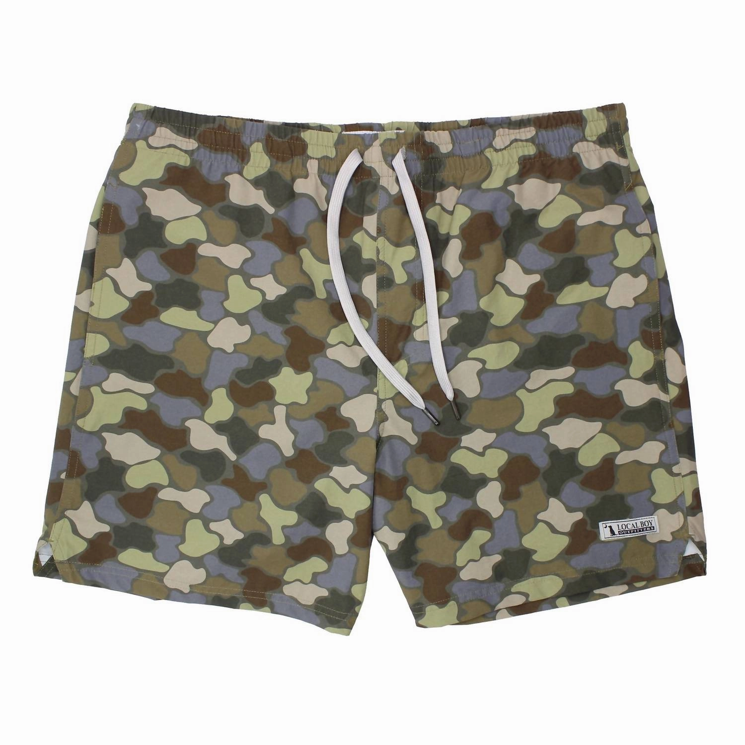 Men's Swim Trunks In Mountain Camo mens full coverage swimwear, stylish mens swim trunks