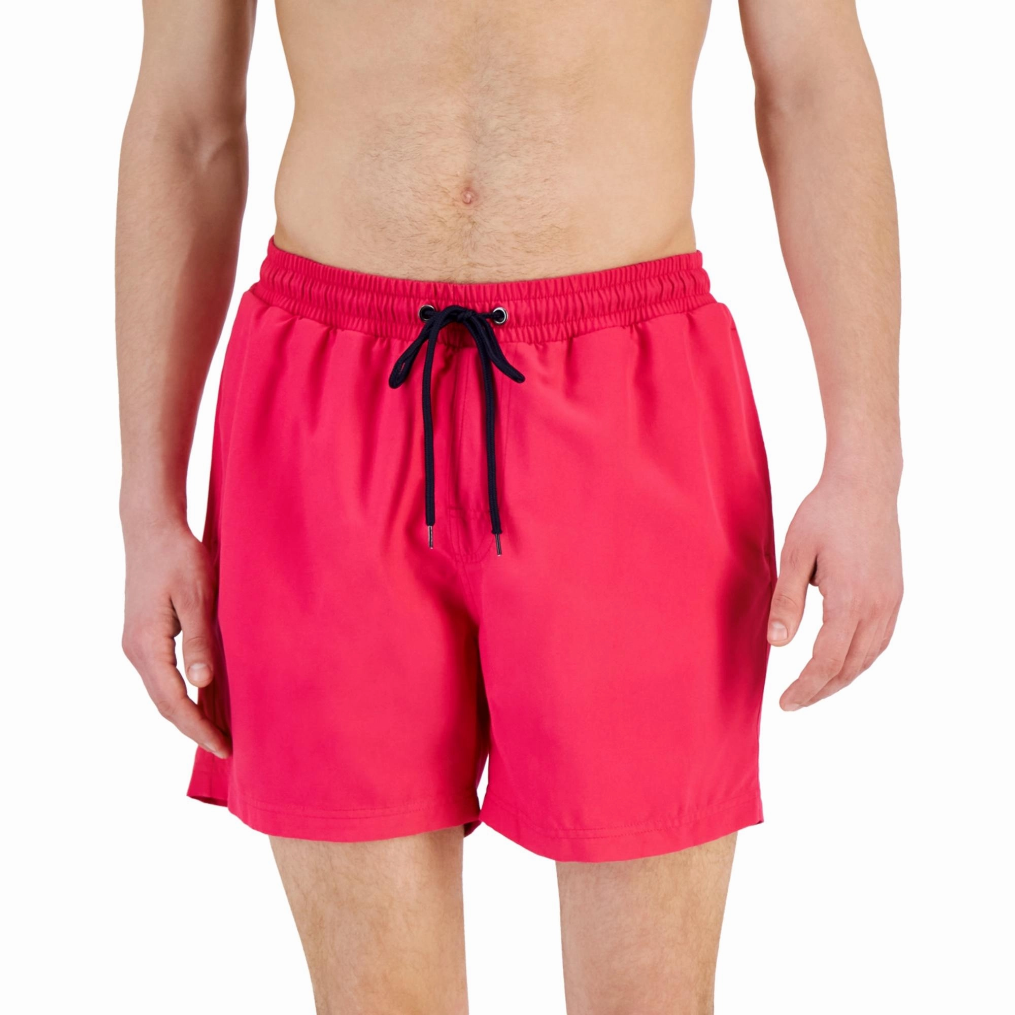Mens Solid Polyester Swim Trunks