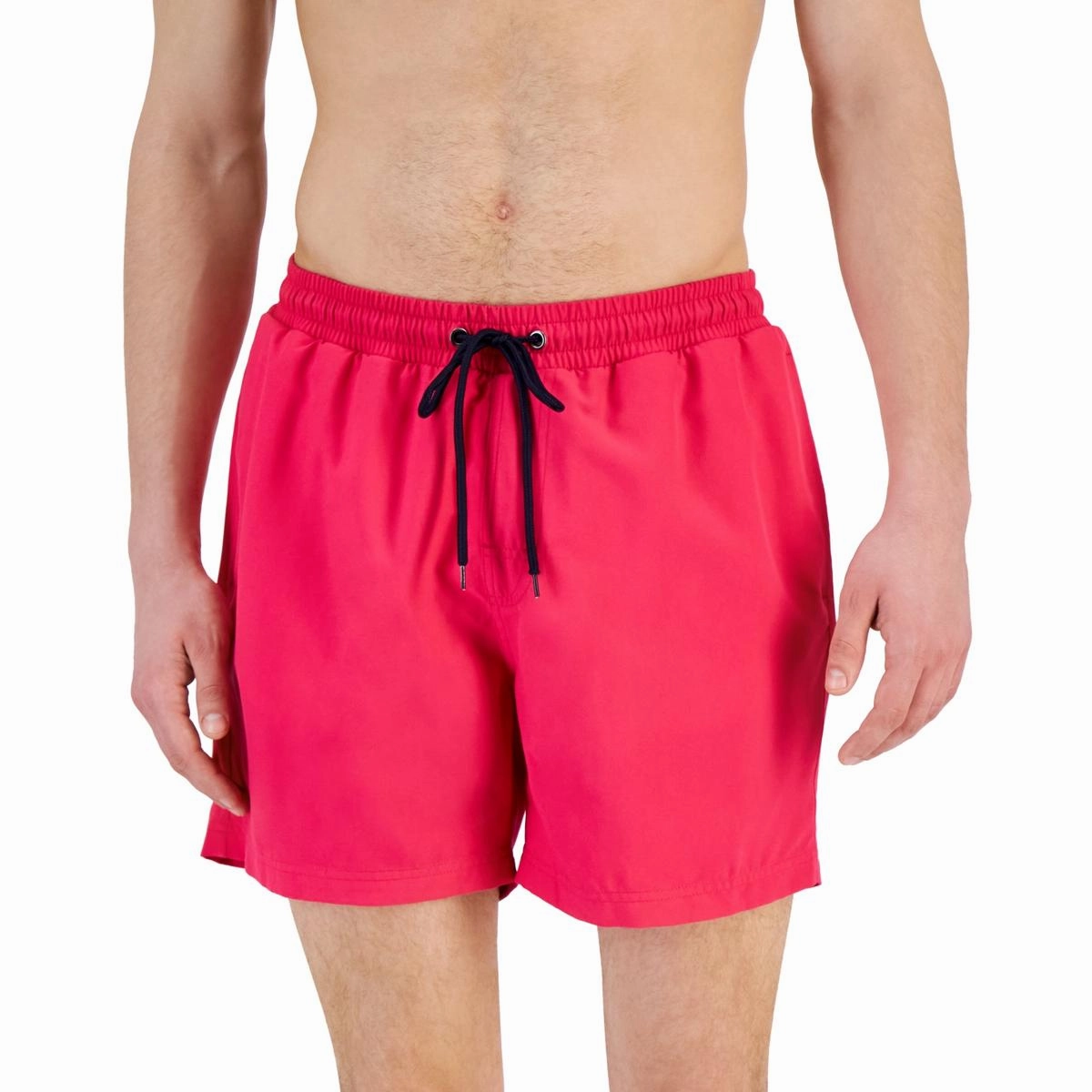 Mens Solid Polyester Swim Trunks