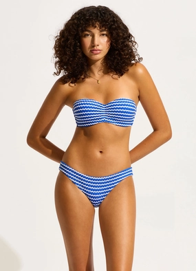 Mesh Effect Bustier Bandeau Bikini Top - Azure push up bikinis women, sporty womens bikini sets
