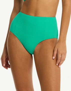 Messina Panelled High Waist Bikini Pant - Evergreen adjustable swim bottoms women, flattering bikini bottoms