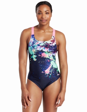Metaburst Speedback Swimsuit - Navy/Multi minimalistic swimsuits women, sleek swimwear styles