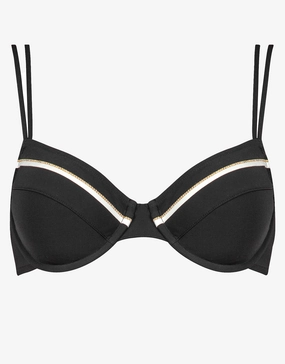 Metrics Underwired Bikini Top - Black White and Gold full coverage swim tops, cute bikini tops