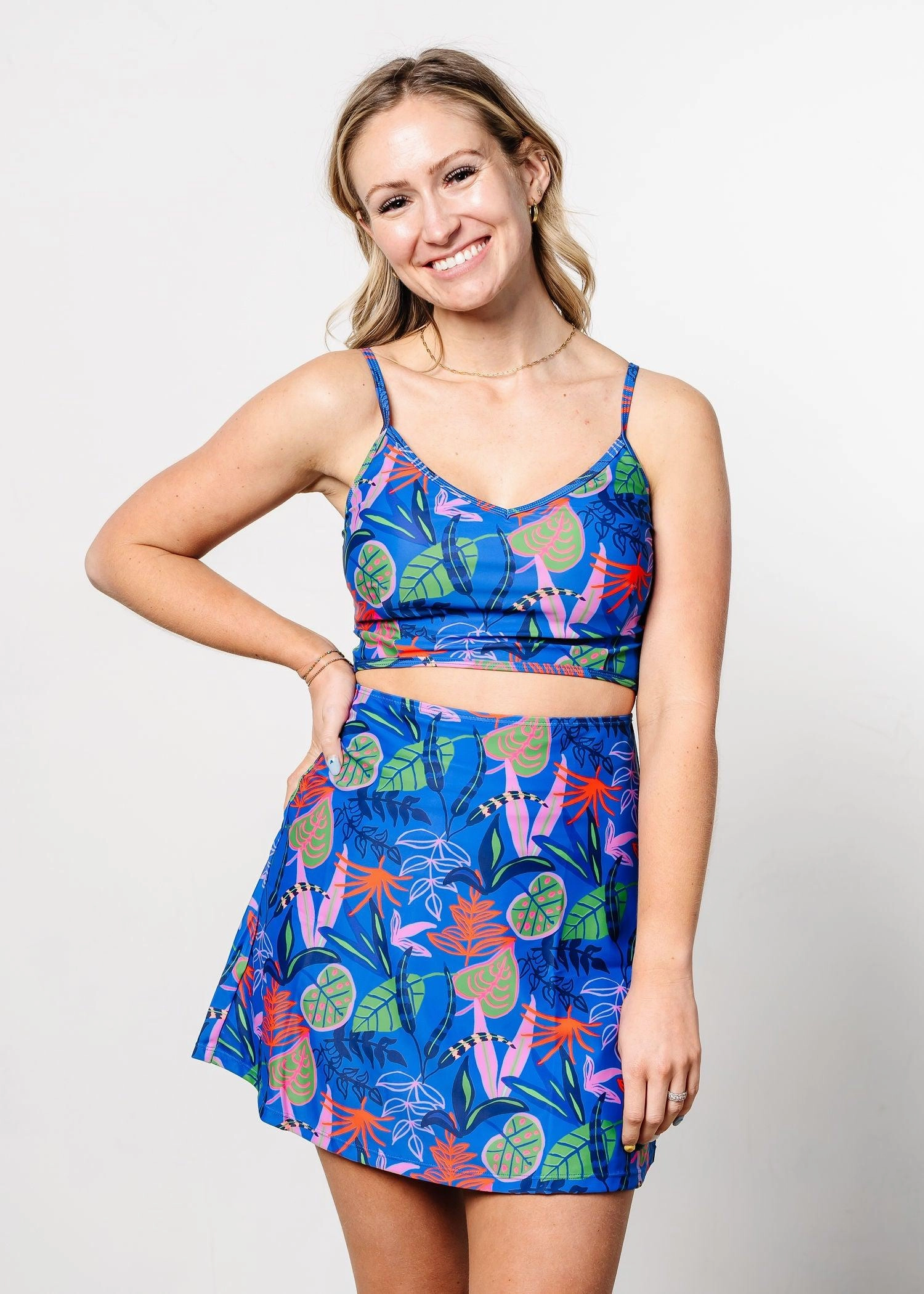 Midnight Jungle | Detached High-Waisted Skirt elastic waistband swim bottoms, mix-and-match bikini bottoms