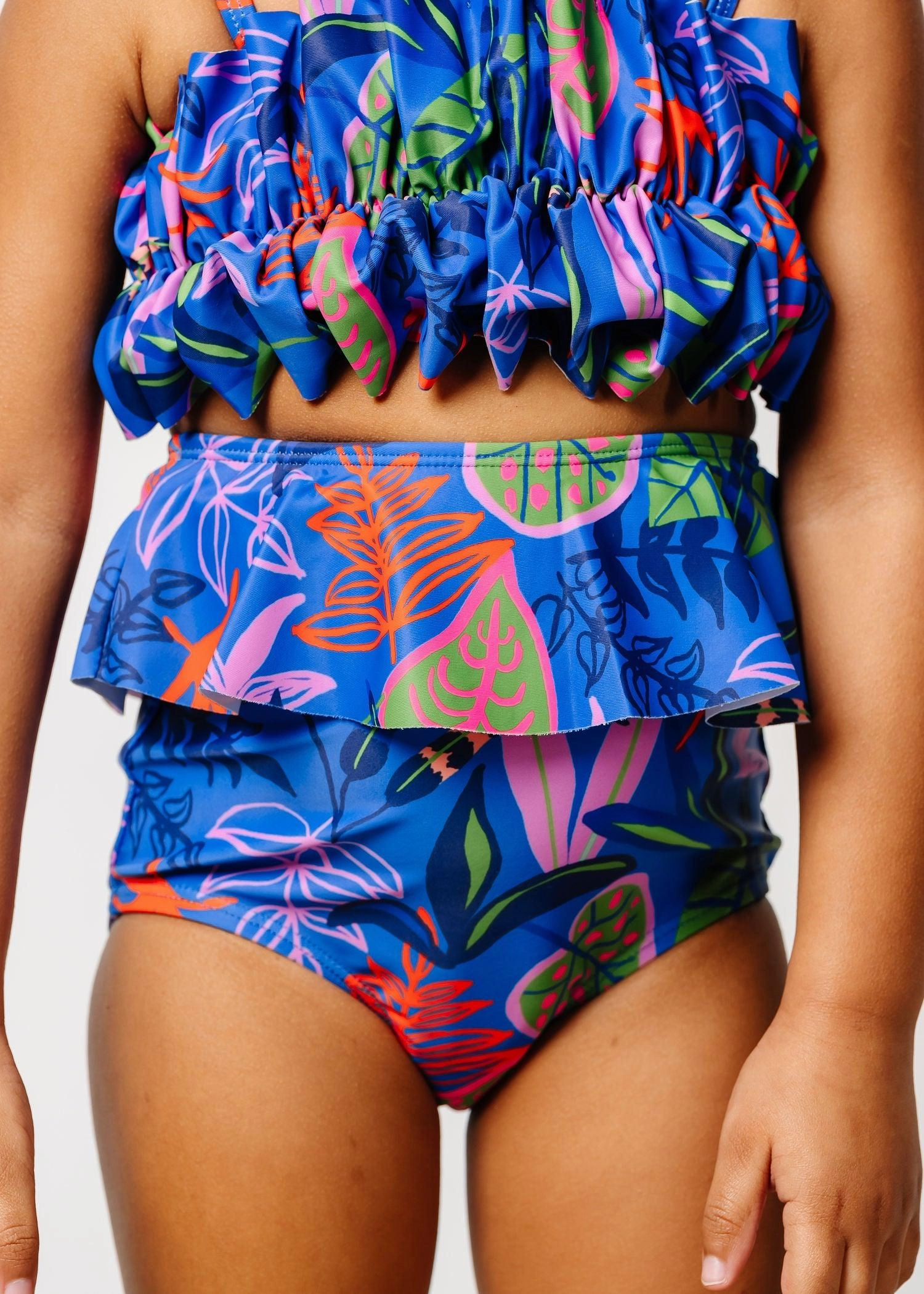Midnight Jungle | Mini Peplum Bottoms cute girls swimsuits, stylish swimwear for girls