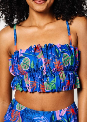 Midnight Jungle | Oversized Ruffle Top tankini swim tops, adjustable bikini tops