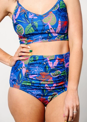 Midnight Jungle | Ruched Bottoms 2.0 elastic waistband swim bottoms, mix-and-match bikini bottoms