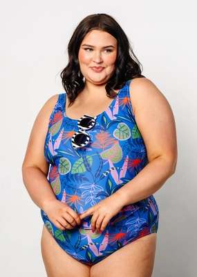 Midnight Jungle | Skirted One-Piece tankini swim tops, adjustable bikini tops
