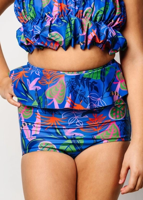 Midnight Jungle | Youth Peplum Bottoms cute girls swimsuits, stylish swimwear for girls