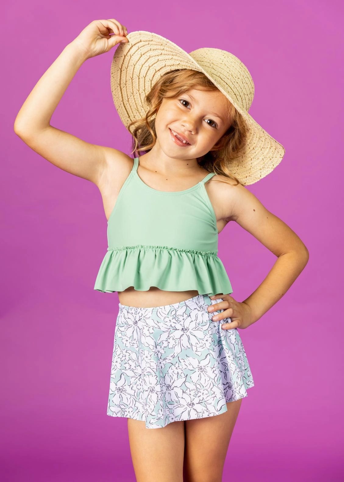 Mint Flowers | Mini Who Wears Short Skirts cute girls swimsuits, stylish swimwear for girls