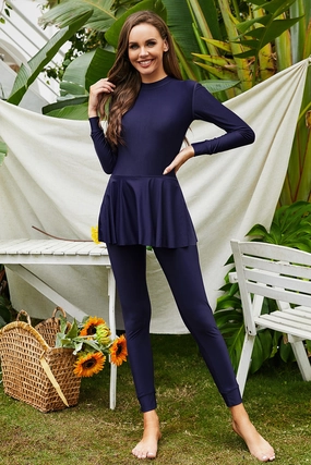 Mock Neck Long Sleeve One-Piece Swimwear one piece swimsuits for women, full coverage one piece swimwear