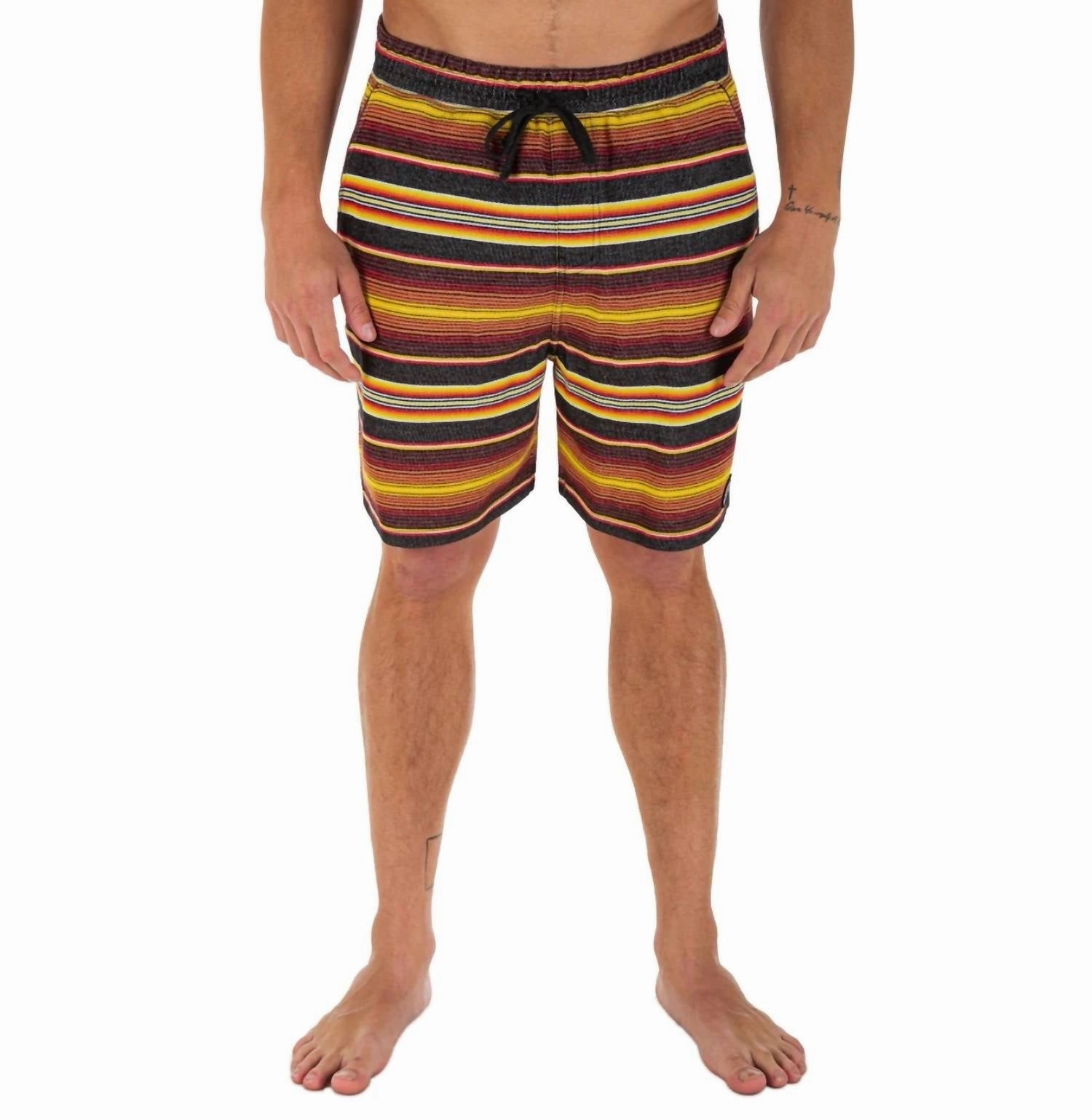 Modern Surf Poncho 19" Shorts In Black mens full coverage swimwear, stylish mens swim trunks